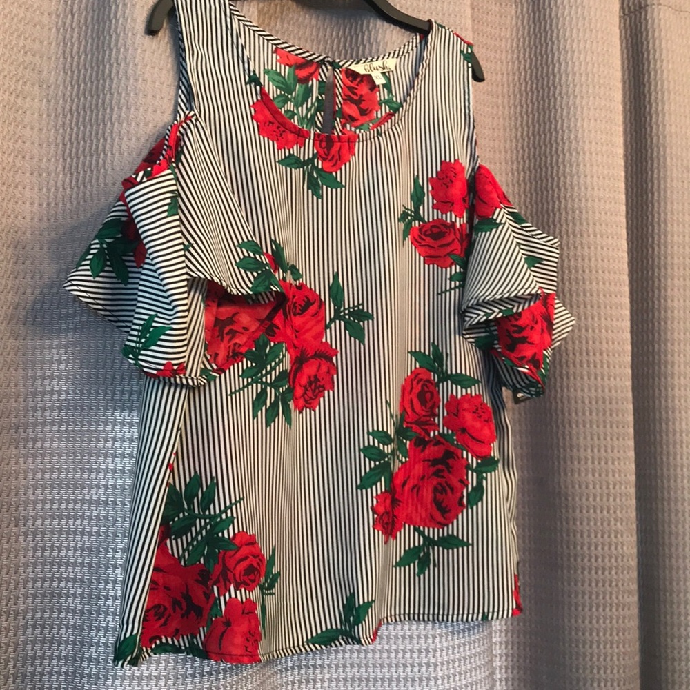 Rose cold shoulder blouse